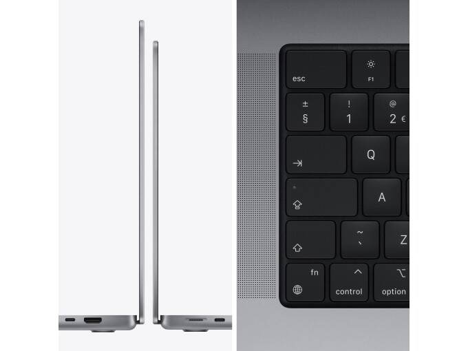 Apple MacBook Pro (14-tum, 2021) – M1 Pro 10/16C, 32GB, 1TB SSD, Engelskt Tangentbord **Ny i kartong** - Öppen med tangentbord